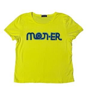 New Mother Denim Yellow Itty Bitty Ringer Tee Mother Groove T-Shirt Top Sz L NWT